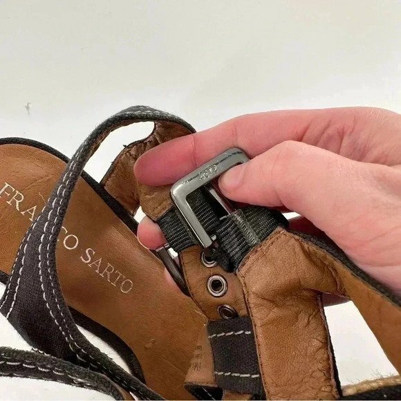 Franco Sarto womens sandals size 6 black canvas platform wedge Espadrilles - Picture 6 of 13